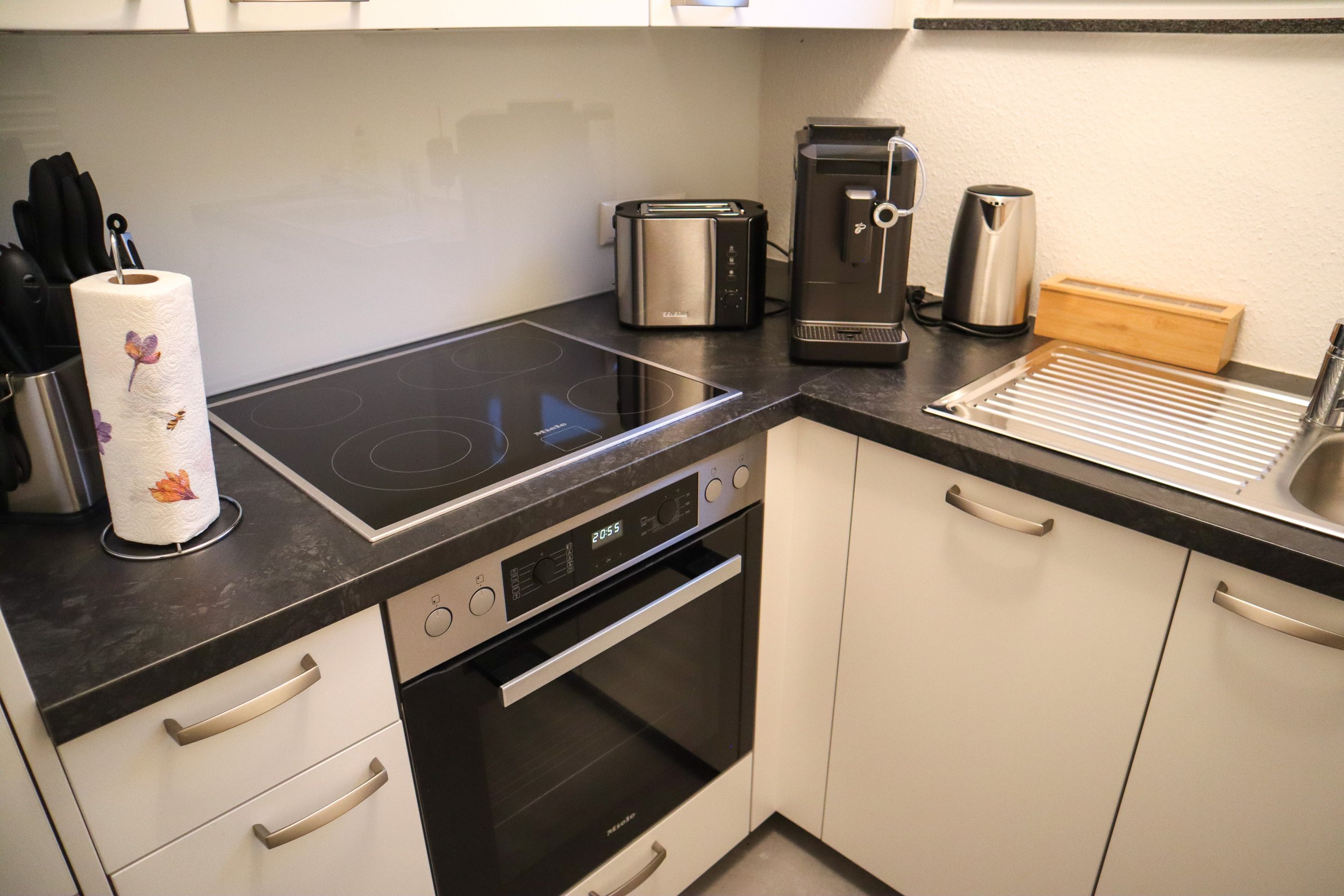 Küche der Ferienwohnung Burgnest