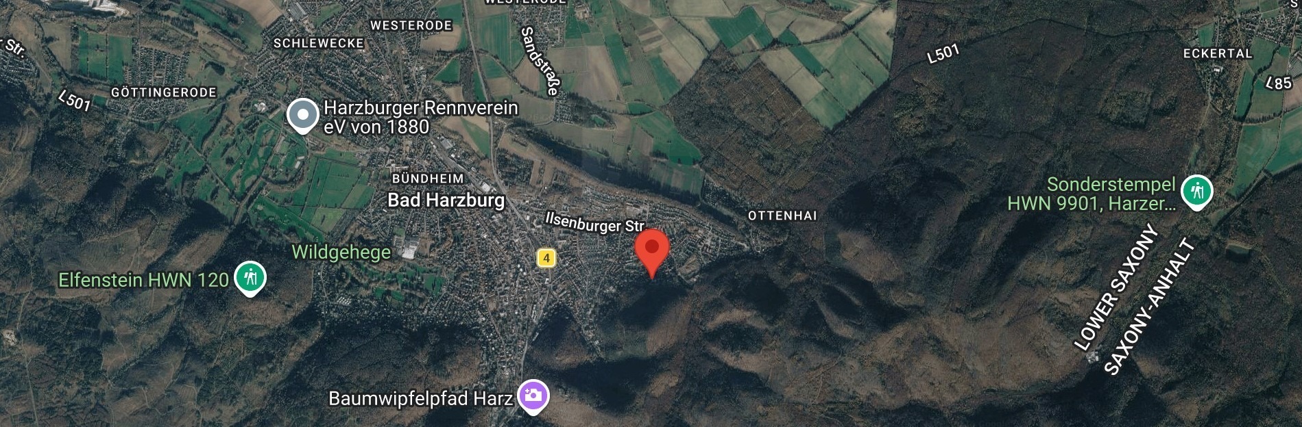 Lage der Ferienwohnung Burgnest in Bad Harzburg